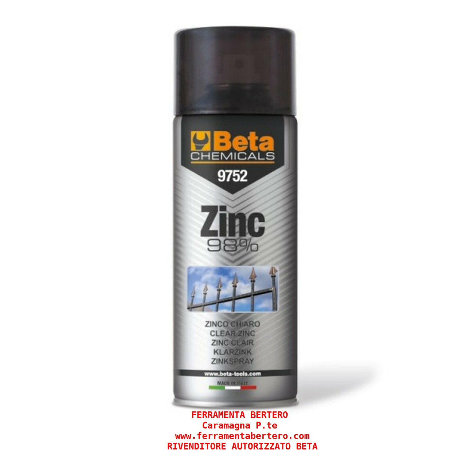 ZINCO SPRAY BETA 9752  98% ZINCANTE Spray zinco chiaro 400ml zincante a freddo
