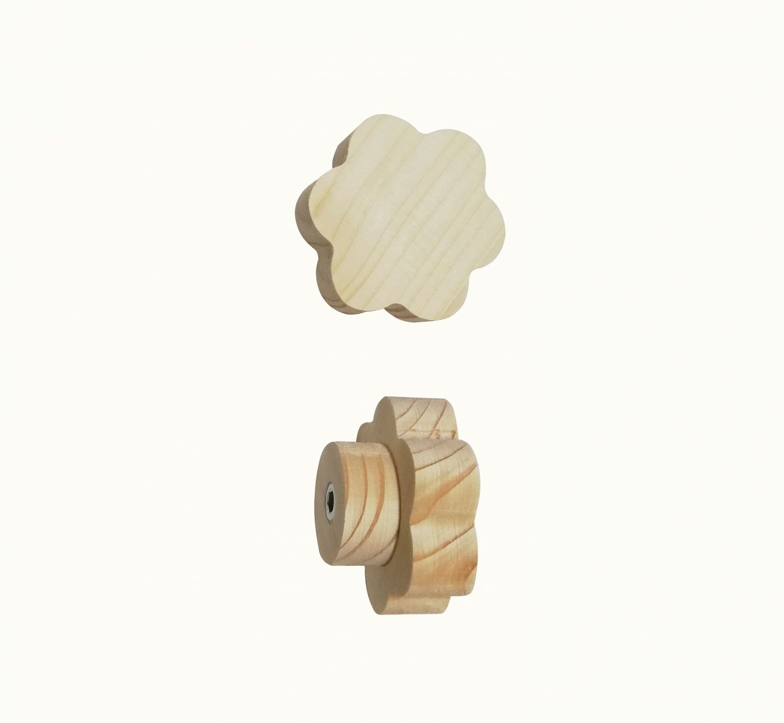Pomello in legno a forma di fiore set 3 pezzi