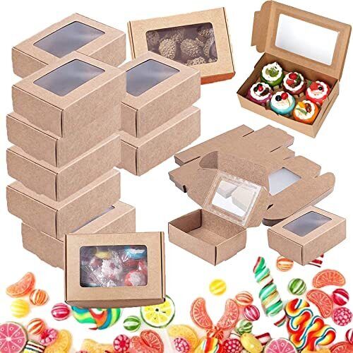 30 Confezioni Scatole di Biscotti con Finestra Trasparente, Scatole per (y5T)
