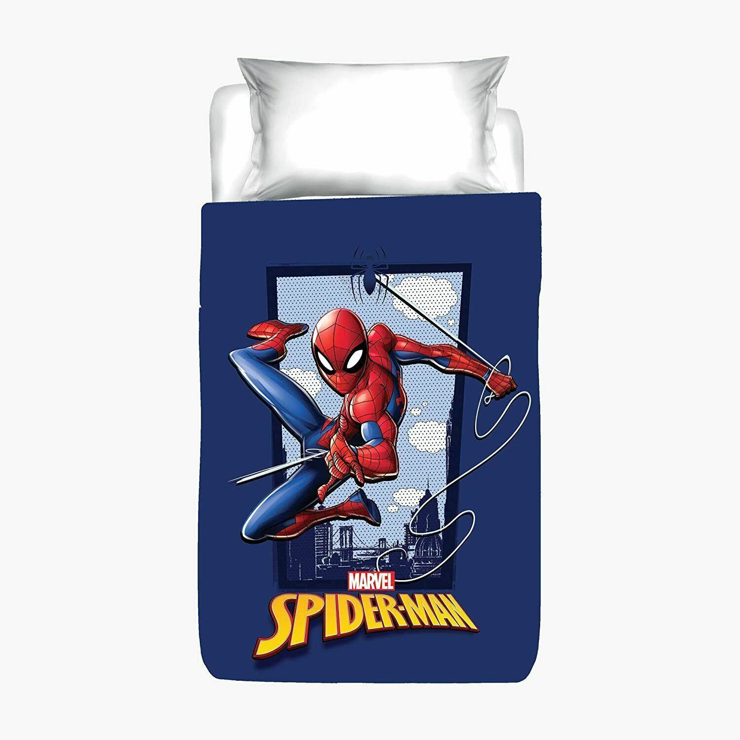 TRAPUNTA PIUMONE SPIDERMAN UOMO RAGNO MARVEL BLU SINGOLO INVERNALE ORIGINALE
