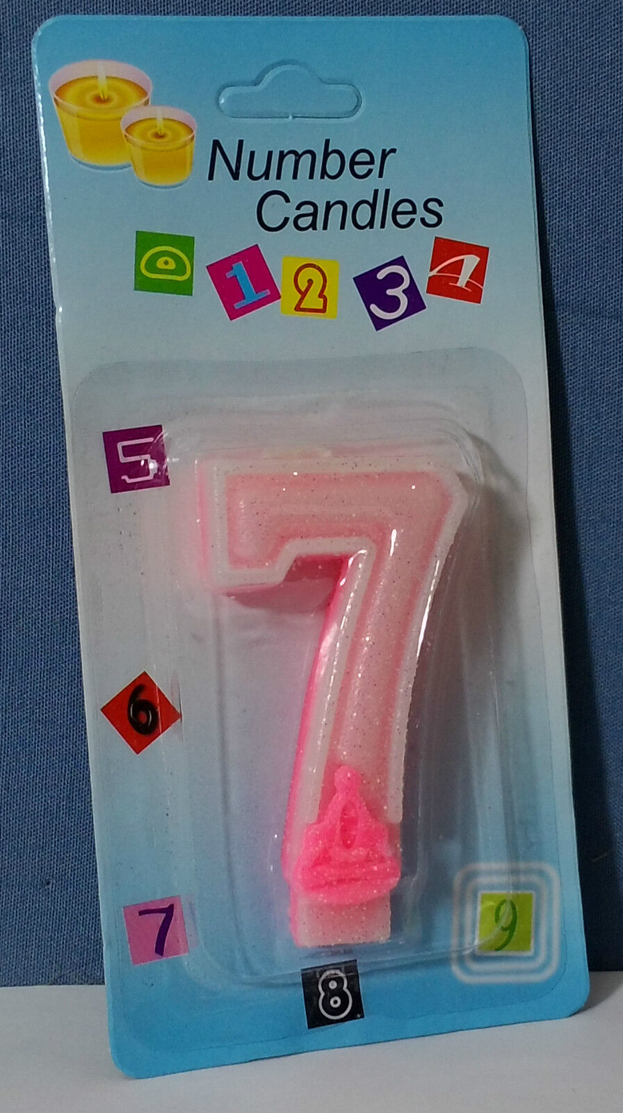 CANDELINA GLITTER ROSA n.7 ANNI 7 cm Compleanno Festa Party BIMBA Happy Birthday