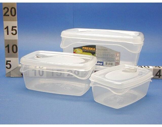 Set 3 Contenitori per alimenti con coperchi chiusura ermetica in plastica 3 Pz