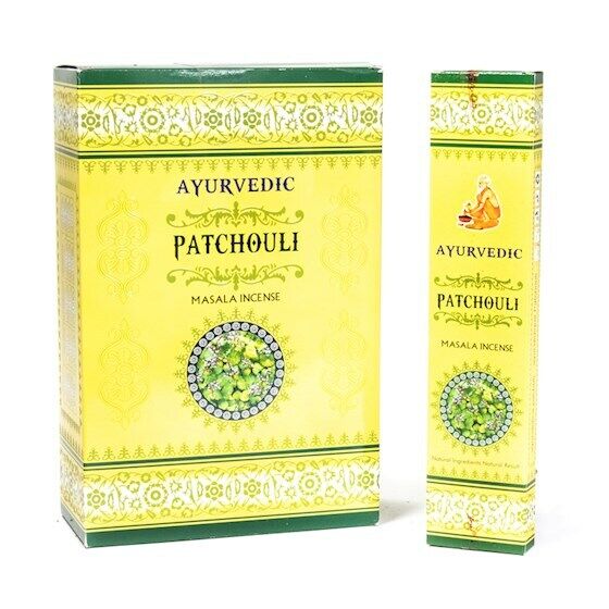 Incenso Masala Ayurvedico PATCHOULI 12 scatole da 15 bastoncini 180 gr Fiori