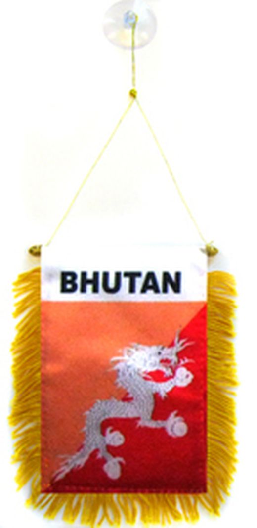 Gagliardetto BHUTAN 15x10cm con ventosa - BANDIERINA per auto BHUTANESE 10 x 15