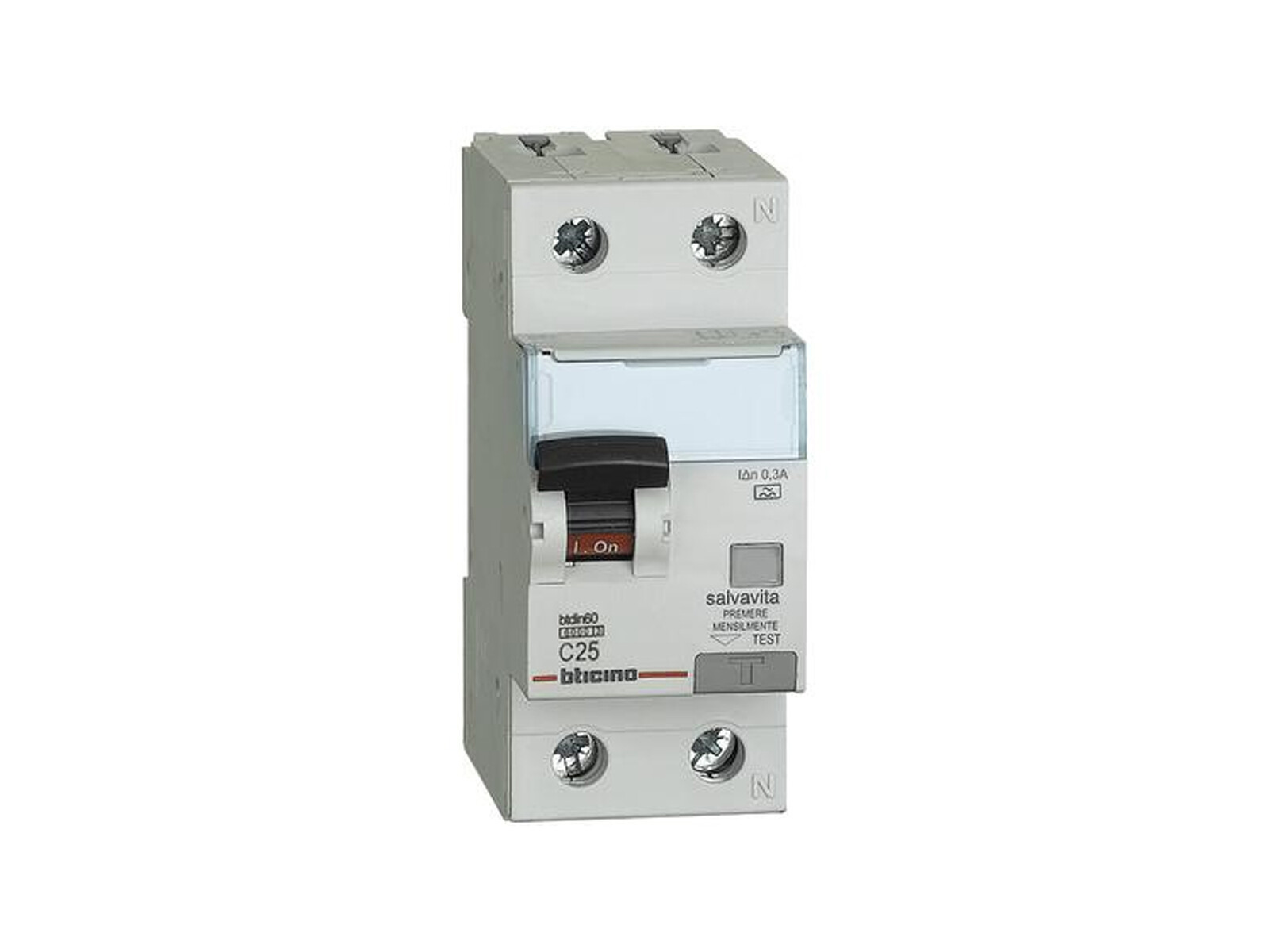 BTICINO GN8814A25 INTERRUTTORE MAGNETOT. DIFFERENZIALE TIPO A 1P+N 25A 6KA 300mA