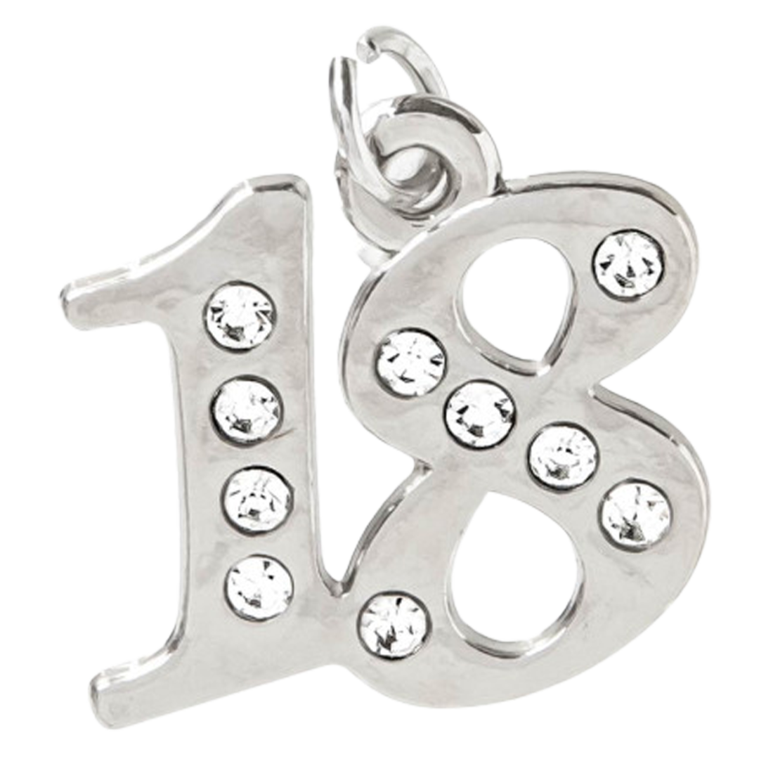 10 PZ CIONDOLO NUMERO 18 ANNI COMPLEANNO DICIOTTESIMO 1x1,5 CM BOMBONIERA APPLIC
