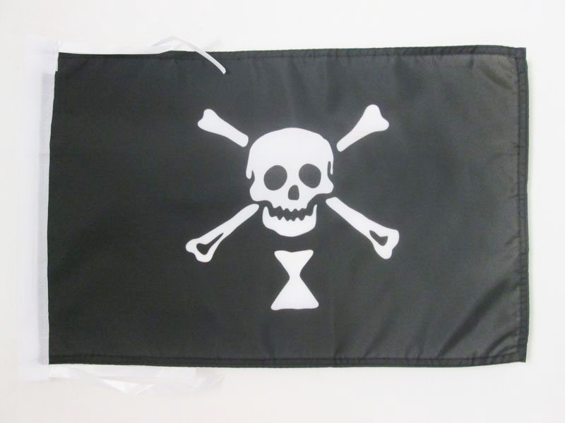 BANDIERA PIRATA EMANUEL WYNNE 45x30cm - BANDIERINA DEI PIRATI - TESCHIO 30 x 45