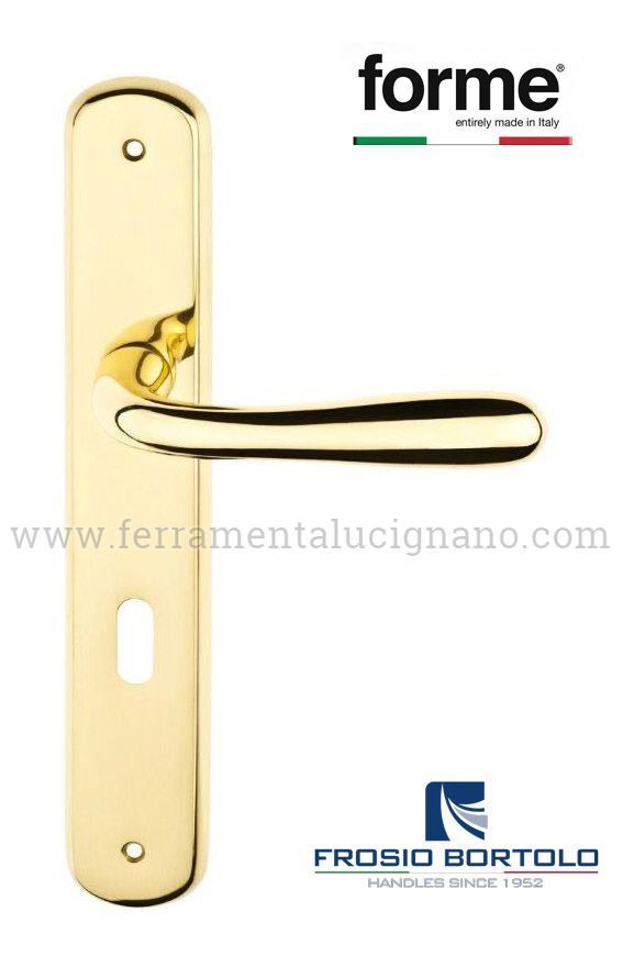 COPPIA MANIGLIE MANIGLIA ORO LUCIDO CON PLACCA INTERASSE 70 PER PORTE INTERNE
