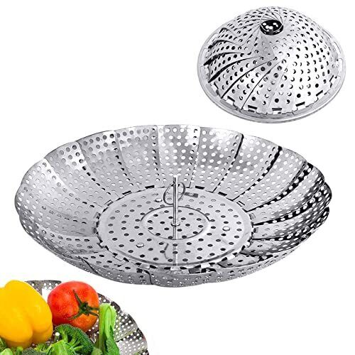 Vaporiera Estensibile, Vaporiera per Verdure Pieghevole in Acciaio (R1v)