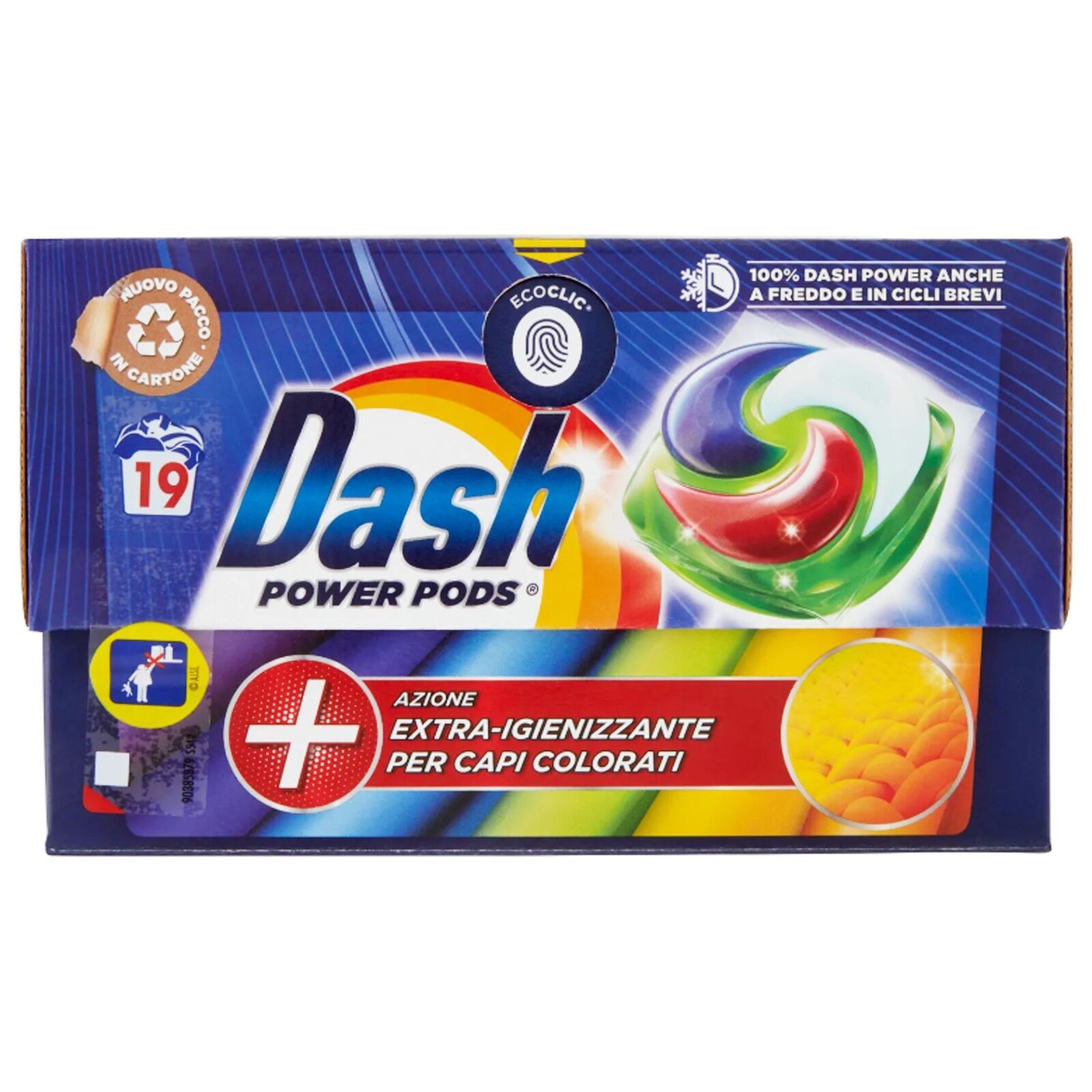 DASH PODS POWER ECODOSI DETERSIVO LAVATRICE BUCATO 19PZ EXTRA IGIENIZZANTE COLOR