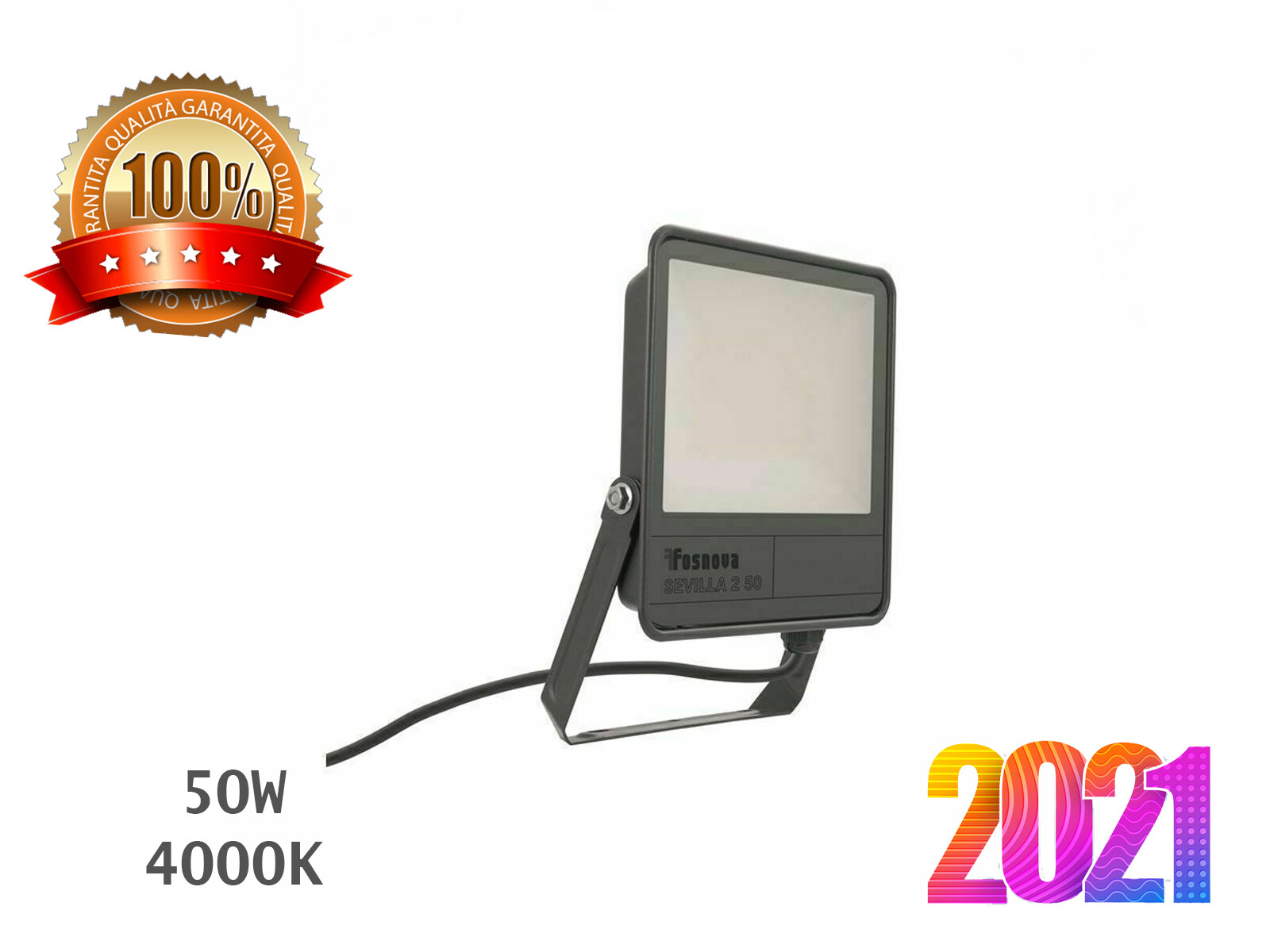 FARO LED FOSNOVA 50W ULTRA SLIM IP65 FARETTO DA ESTERNO BIANCO FREDDO 4000K