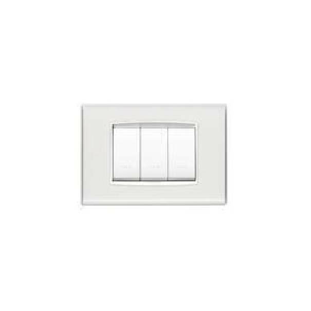 VIMAR EIKON BIANCA PLACCA 3 POSTI CLASSIC REFLEX COLORE GHIACCIO 20653.B41