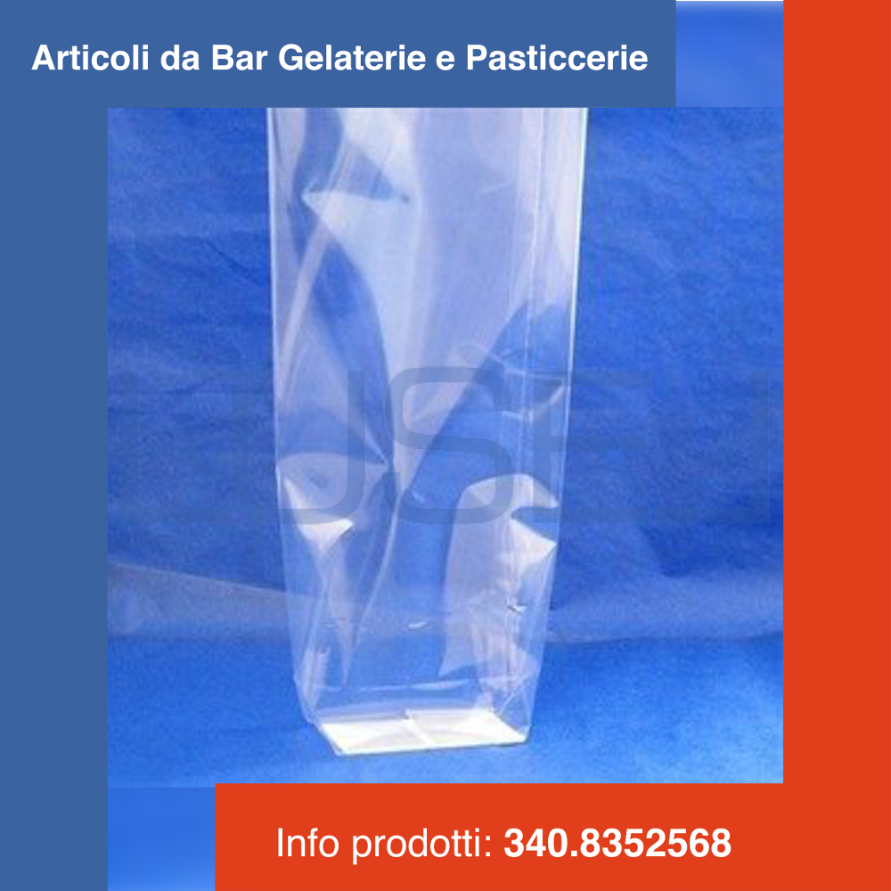 PZ 100 SACCHETTO PLP CM 10 X 30 BASE QUADRA PER CIOCCOLATINI BISCOTTI CARAMELLE