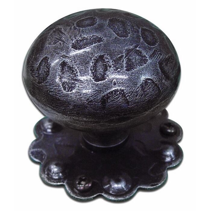 Pomolo per Portone in Ferro Battuto Fisso Con Rosetta Art. 539 Misura 60 mm Nero