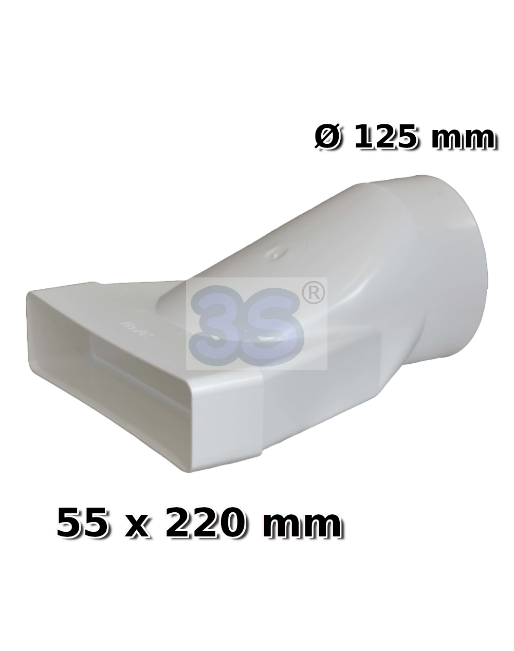 Adattatore rettangolare circolare 55x220 - Ø 125 mm in plastica per condotto VM