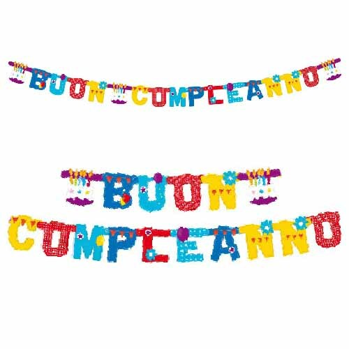 FESTONE BANNER CARTA BUON COMPLEANNO TORTA 2,65 MT