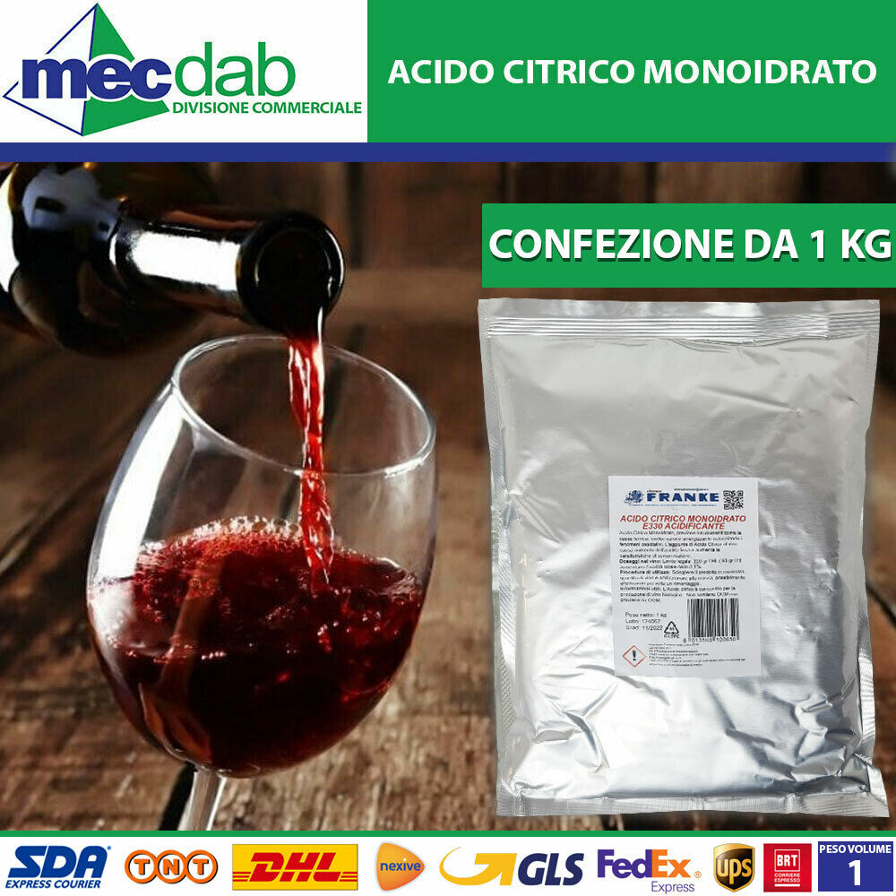 Acido Citrico Monoidrato E330 Acidificante Previene Intorbimenti NO OGM 1 KG