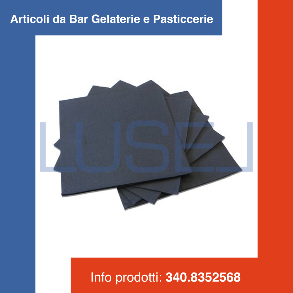 PZ 200 TOVAGLIOLI CARTA CM 38 X 38 EFFETTO TESSUTO NERO BLACK DOPPIO VELO PARTY