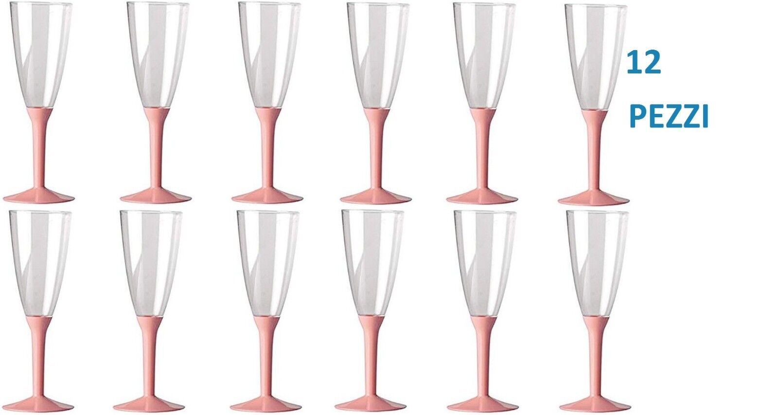 12 PEZZI FLUTES CALICI BICCHIERI GAMBO ROSA cc100-FESTA PARTY APERITIVO SPUMANTE