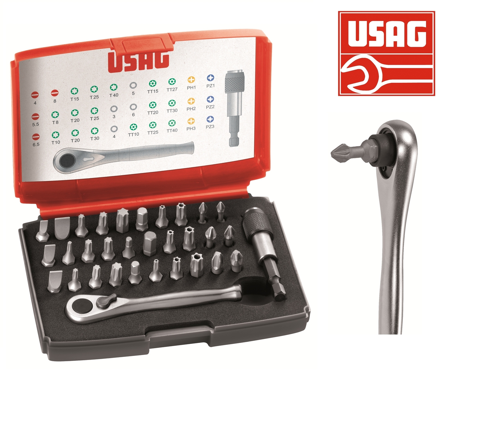 USAG 692 J32 SERIE SET KIT DI INSERTI BIT PH PZ TX CON CRICCHETTO PROFESSIONALI