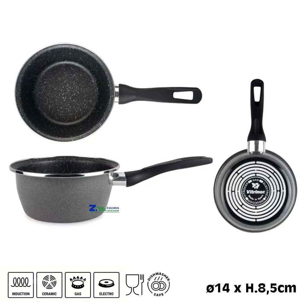 CASSERUOLA CONICA 1 MANICO K2 D.14xH.8,5cm ACCIAIO SMALTATO PIETRA ANTIADERENTE