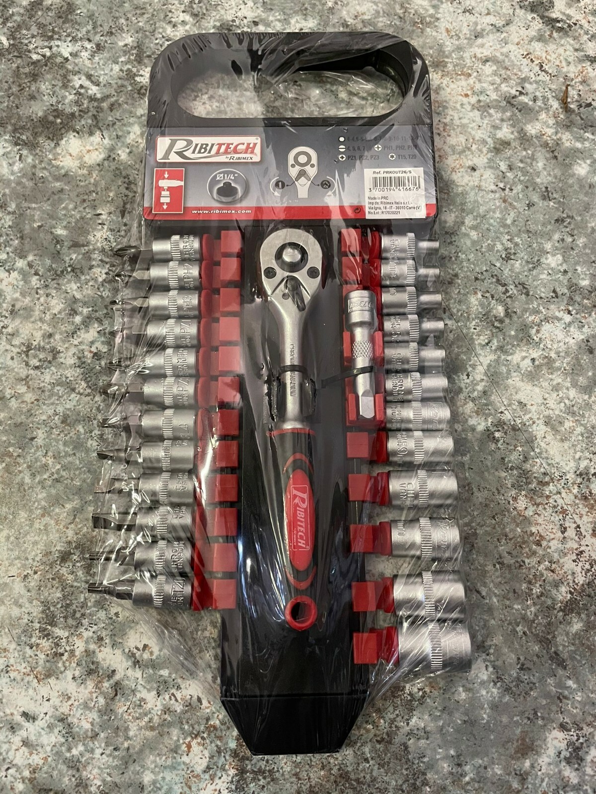 CHIAVE A CRICCHETTO BUSSOLE PUNTE E PROLUNGA KIT 26 PEZZI RIBITECH