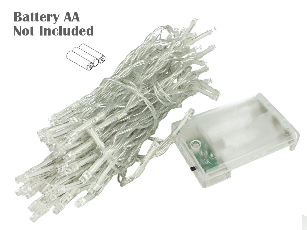 Stringa Luci Led A Batteria Con 50 Led Bianco Freddo 5 Metri IP20 4,5V Decorazio