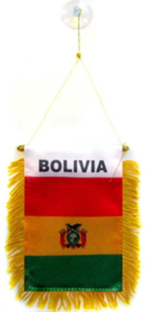 Gagliardetto BOLIVIA 15x10cm con ventosa - BANDIERINA per auto BOLIVIANA 10 x 15