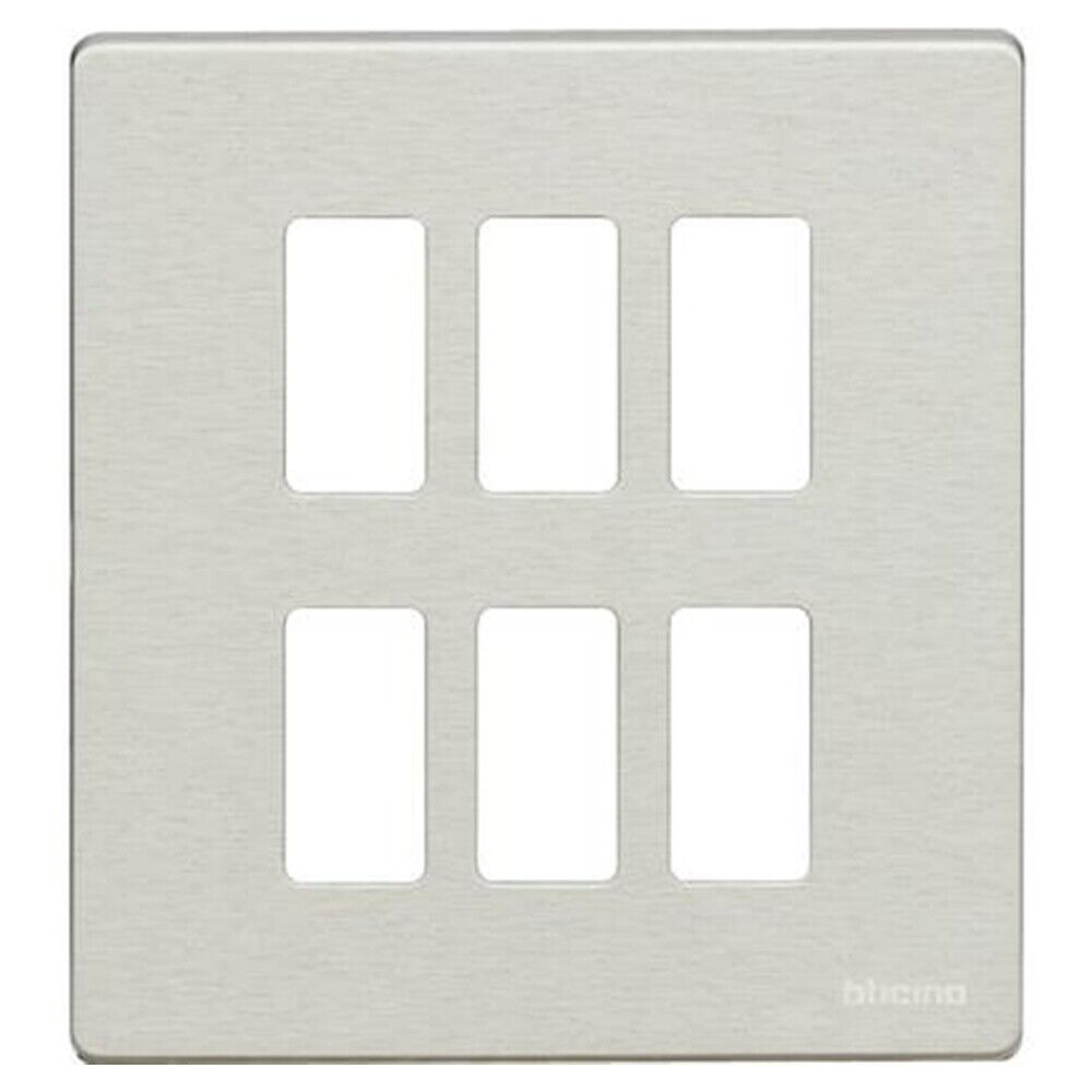 placca tre  più tre posti per scatola 506E e 506NP   in alluminio oxidal  - B...