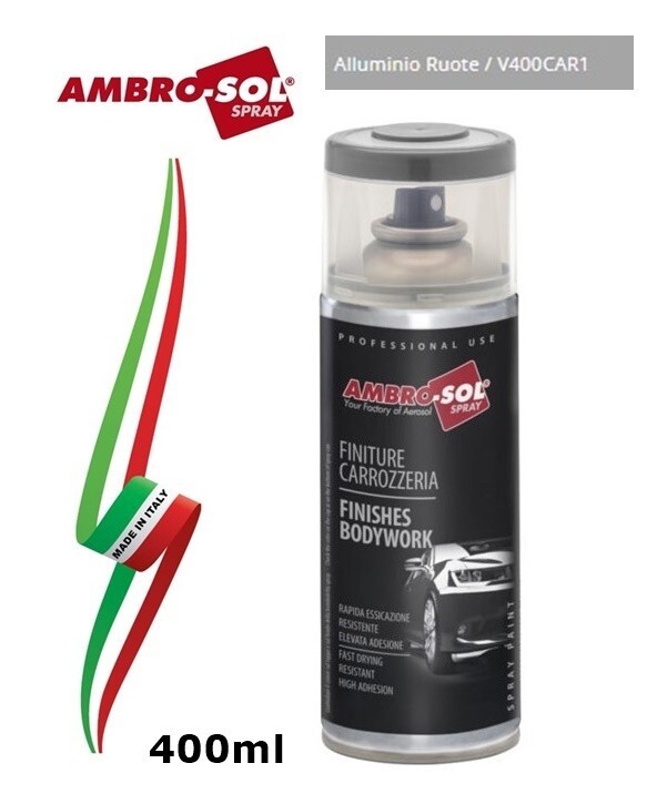 BOMBOLETTA  SMALTO SPRAY FONDO ALLUMINIO RUOTE 400ml  "AMBRO-SOL" MADE IN ITALY