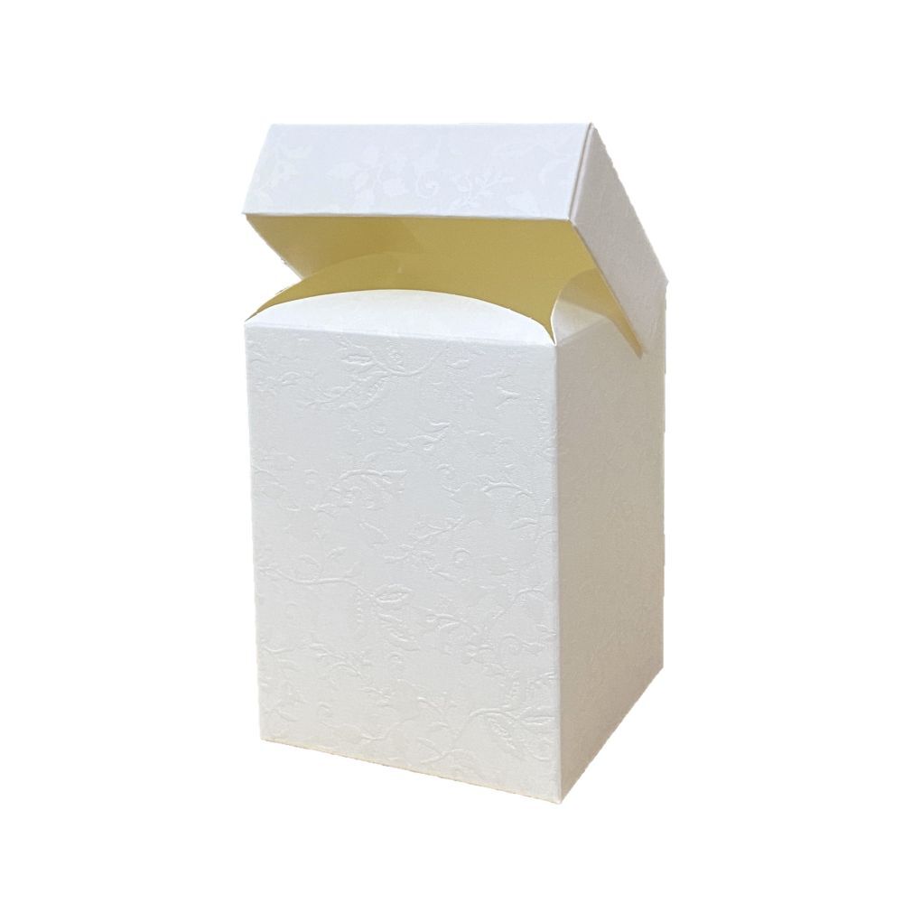 20X HARMONY BIANCO 9x9x12 cm Scatola bomboniera pieghevole con coperchio 18G3
