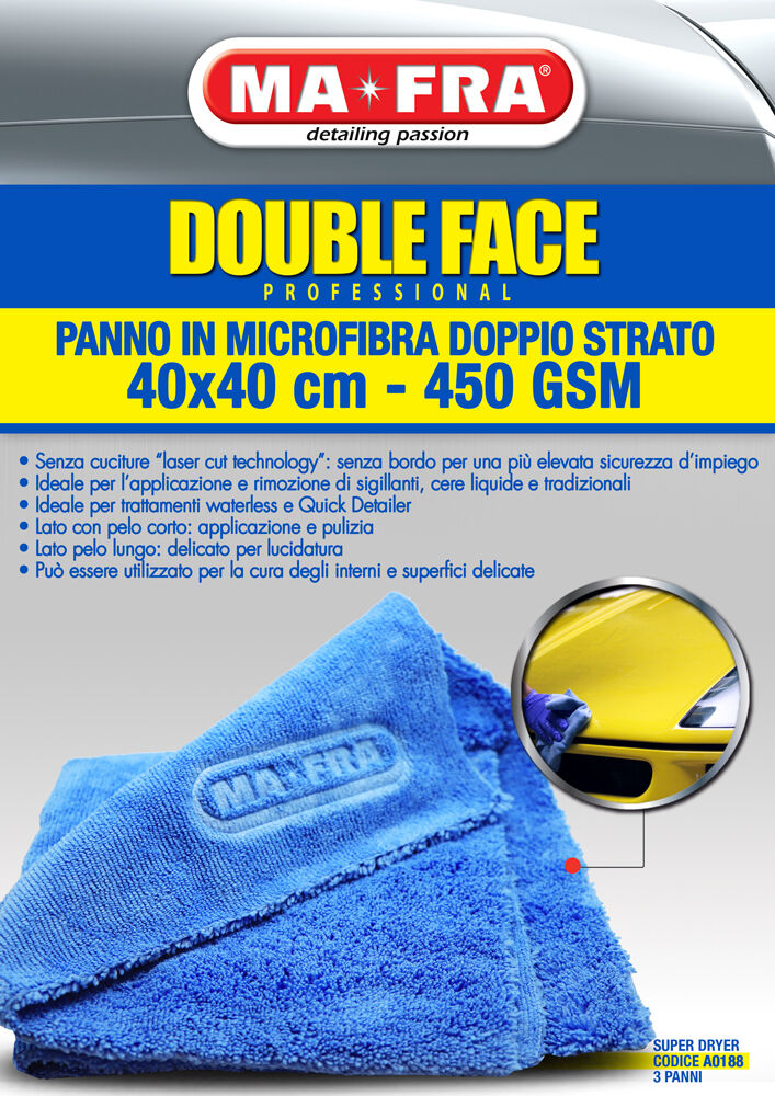 1 PEZZO - PANNO IN MICROFIBRA DOPPIO STRATO DOUBLE FACE MAFRA A0188 1 PANNO