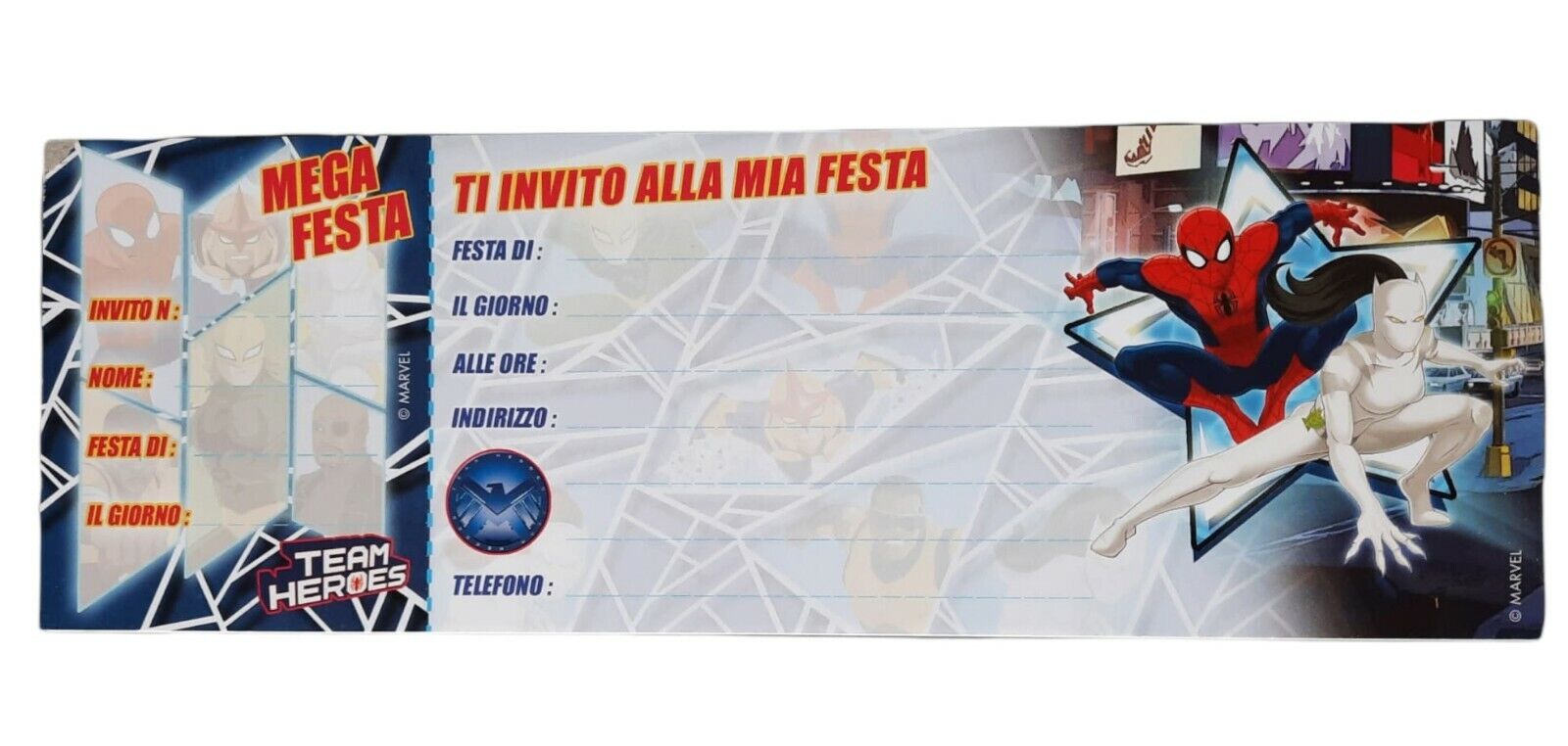 MARVEL INVITI BLOCCHETTO DA 15 FOGLI SPIDERMAN UOMO RAGNO FESTE E PARTY BAMBINO