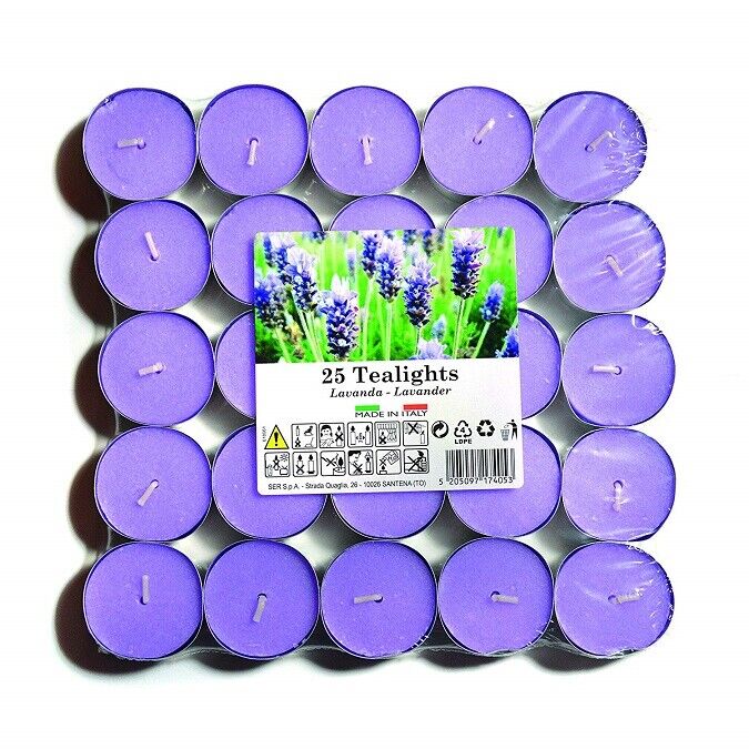 25 Candele Profumate Candela Tea Light Essenza Naturale Profumo di Lavanda