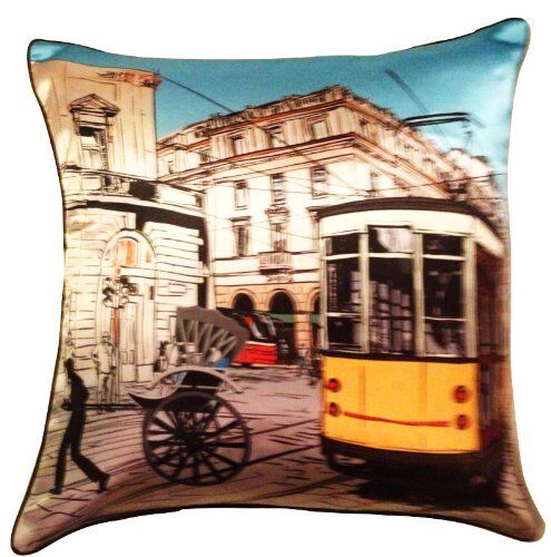The Indian Promenade Cuscino in satin e tessuto dupion, motivo Tram, (Z4q)
