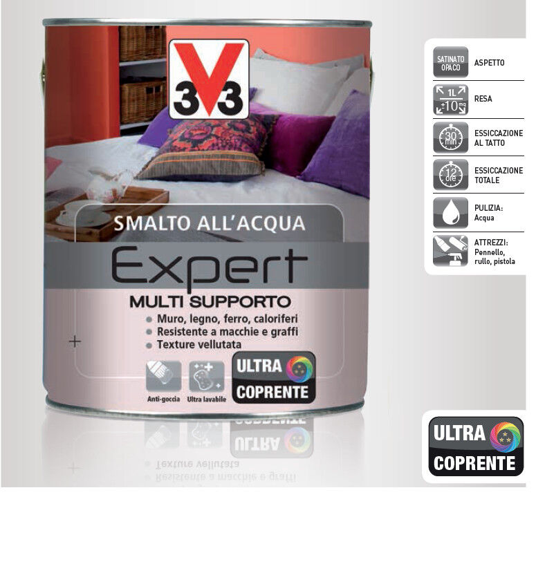 V33 SMALTO ALL'ACQUA EXPERT ULTRA COPRENTE LT 0,125 NERO OPACO