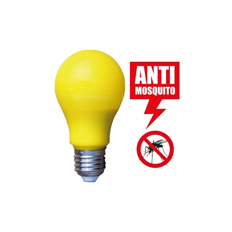 Lampada antizanzara in vetro colore giallo 9W E27 1700K 590nm GS60MSK