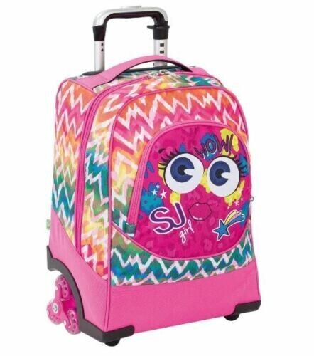 Zaino Scuola Trolley Seven Facce Da Sj Gang Girl Rosa 3 Ruote Ragazza Bambina