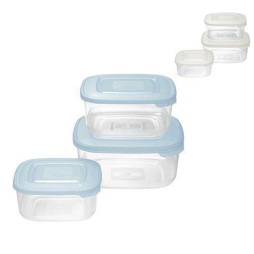 Set 3 Contenitori Quadri  'Frigo Box'  Coperchio Acqua Trasparente