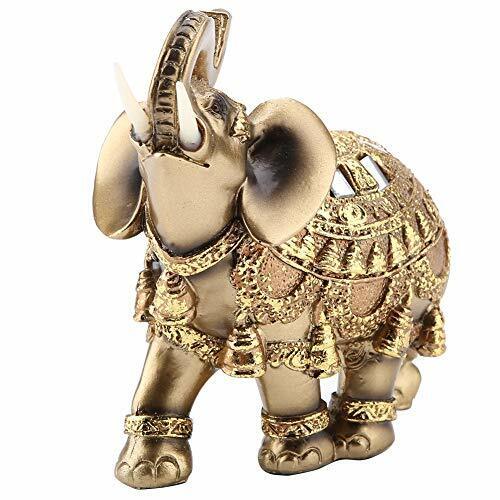 Golden Polyresin Elephant Statue Sculpture Trunk Ricchezza Fortunato da (a1j)
