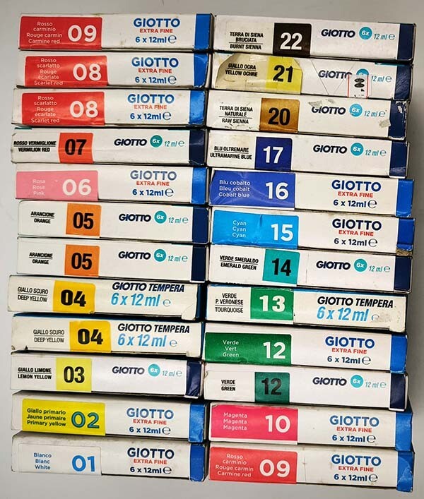 1 scatola 6 pz Giotto Tempera Extra Fine Tubetto 12 ml - 352005 ARANCIONE