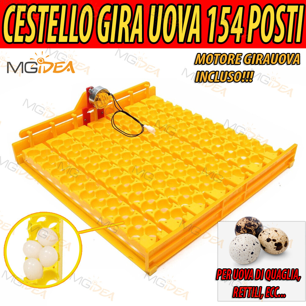 VASSOIO CESTELLO 154 POSTI UOVA PER INCUBATRICE CON MOTORE GIRAUOVA INCLUSO