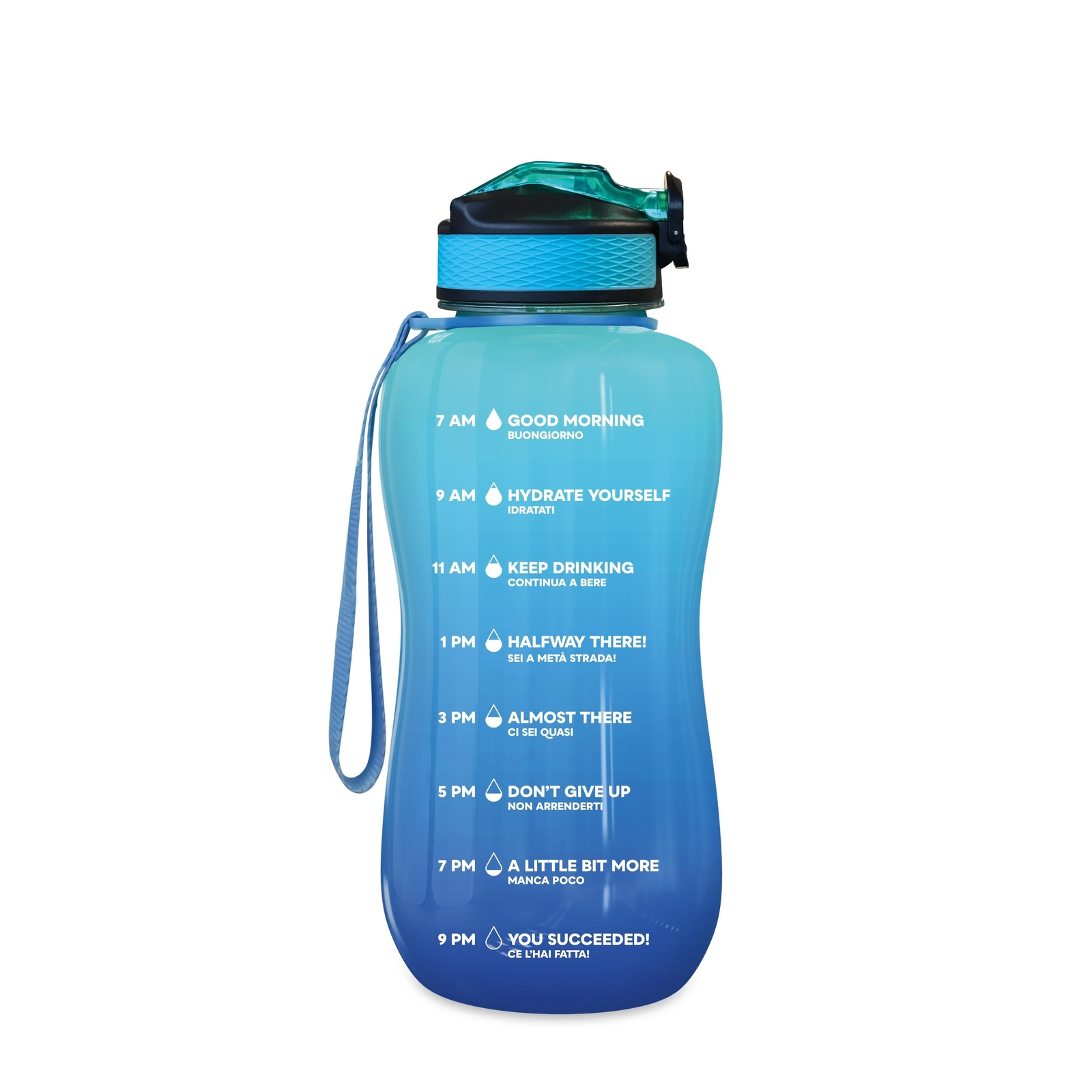 The Steel Bottle Borraccia Motivazionale 2.2 Litri Blue Acquamarine 3c-Tex910303
