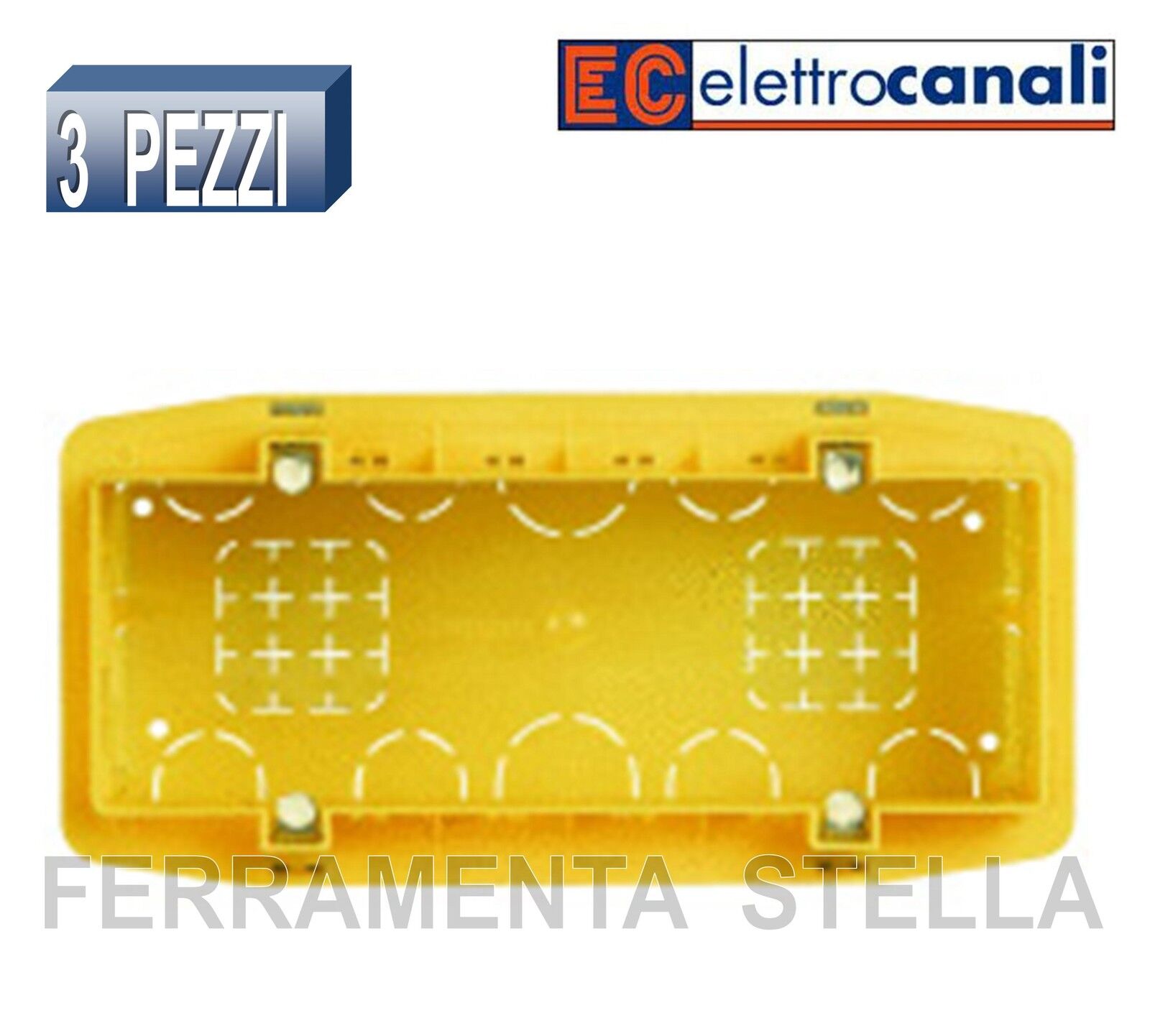 3 PEZZI CASSETTA SCATOLA PORTAFRUTTO INCASSO 6 O 7 MODULI 506 ELETTROCANALI
