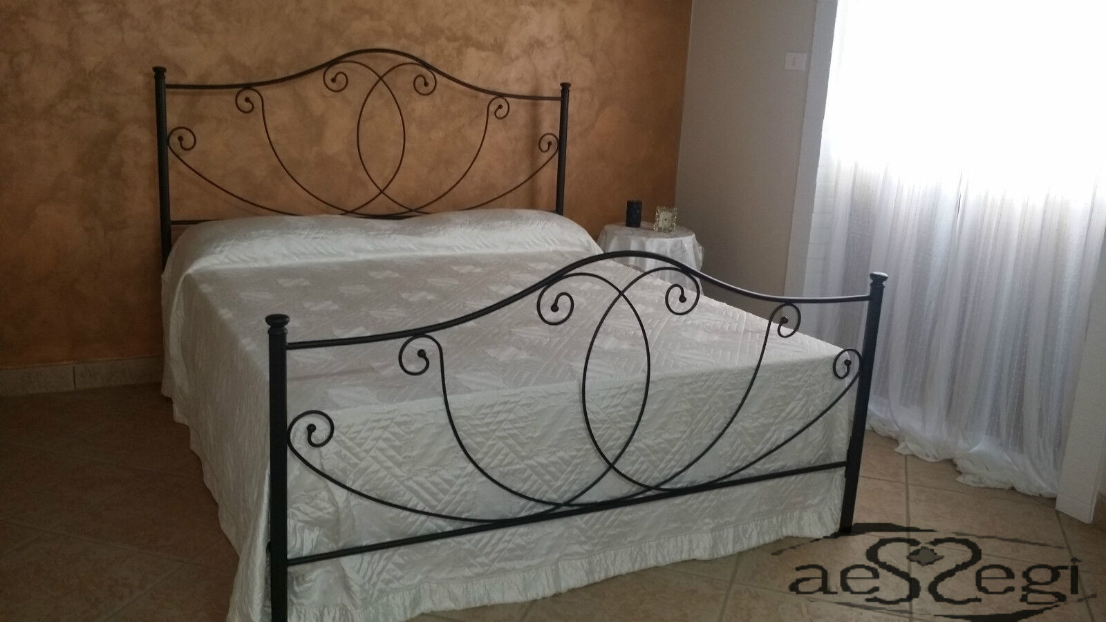 Letto in ferro battuto matrimoniale Marta antracite