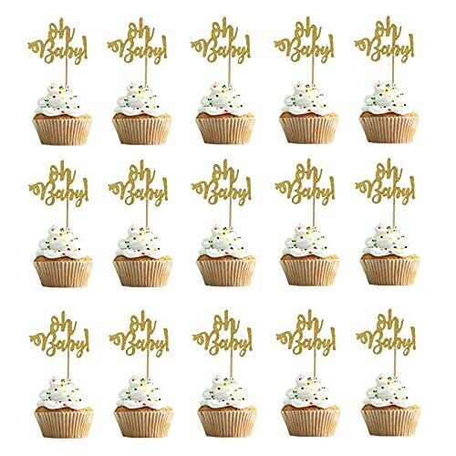 Bless 30 Pezzi Oh Baby Shower Cake Toppers, Glitter Oh Baby Cupcake (y4S)