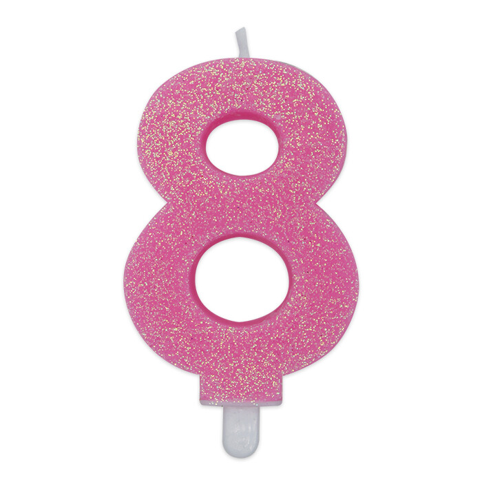 Candelina in cera per compleanno Sweety Numero 7 Rosa Glitter 8 cm