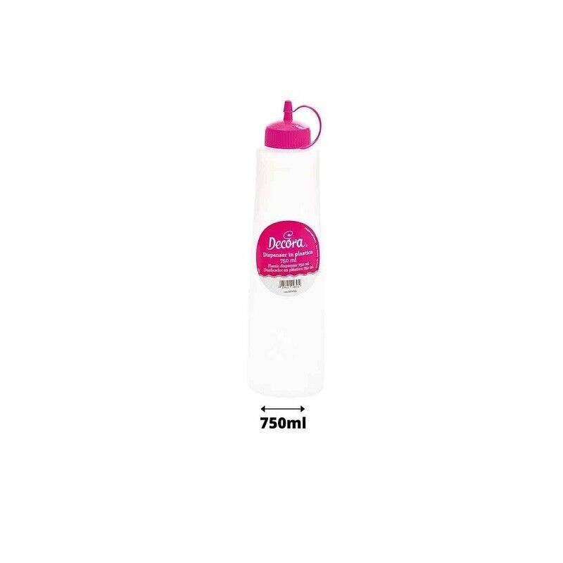DISPENSER  IN PLASTICA da 750ml PER BAGNARE TORTE O DOLCI BOTTIGLIA PER BAGNA
