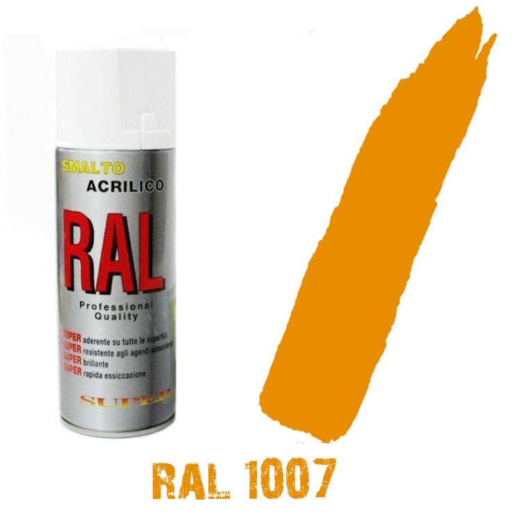 BOMBOLETTA SPRAY RAL 1007 GIALLO CROMO SCURO ACRILICO VERNICE BRILLANTE LUCIDO
