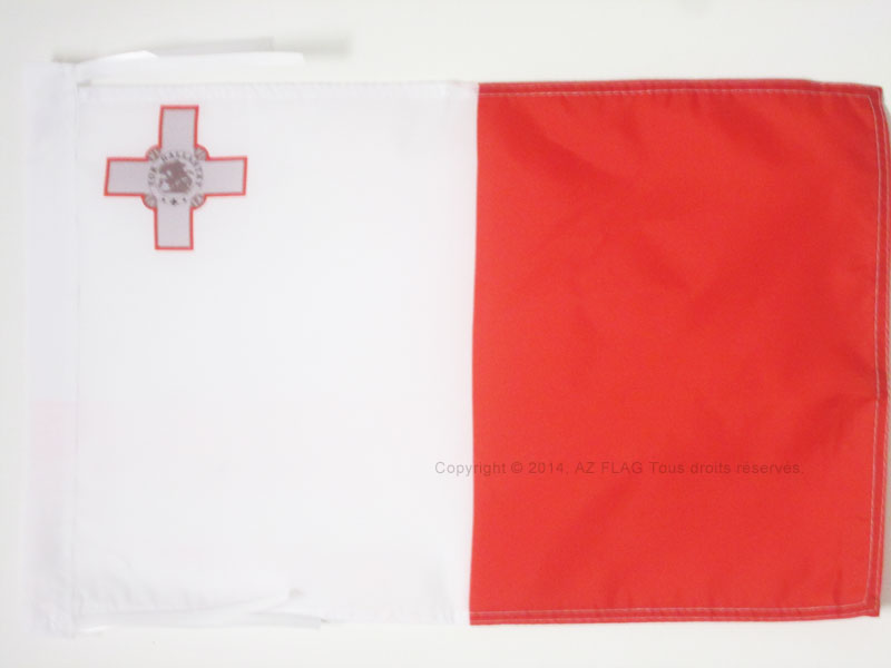 BANDIERA MALTA 45x30cm - BANDIERINA MALTESE 30 x 45 cm cordicelle - Nuova
